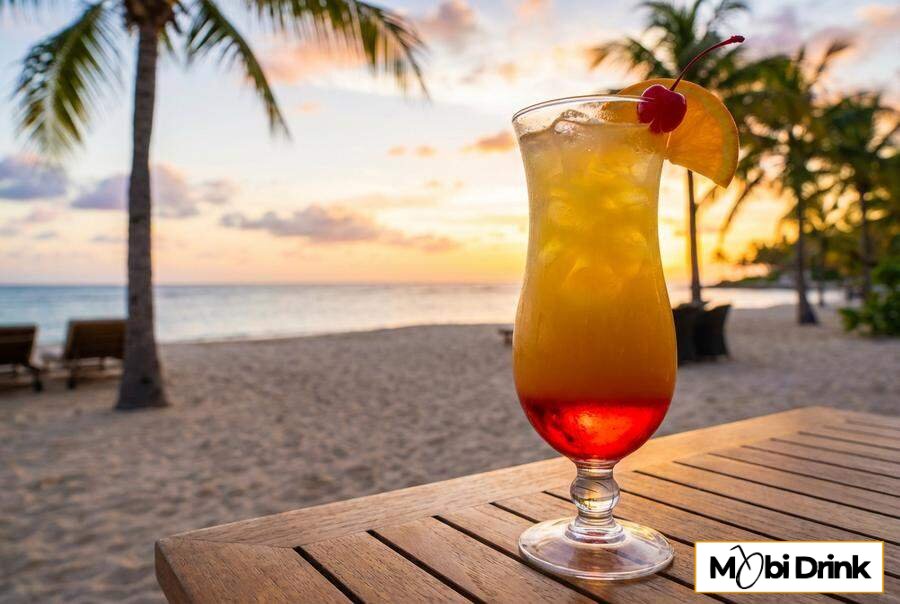 Kolorowy drink Passion Sunrise warstwowy