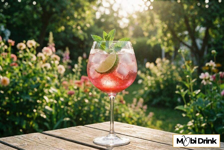 Passoa Spritz w dużym kieliszku z lodem