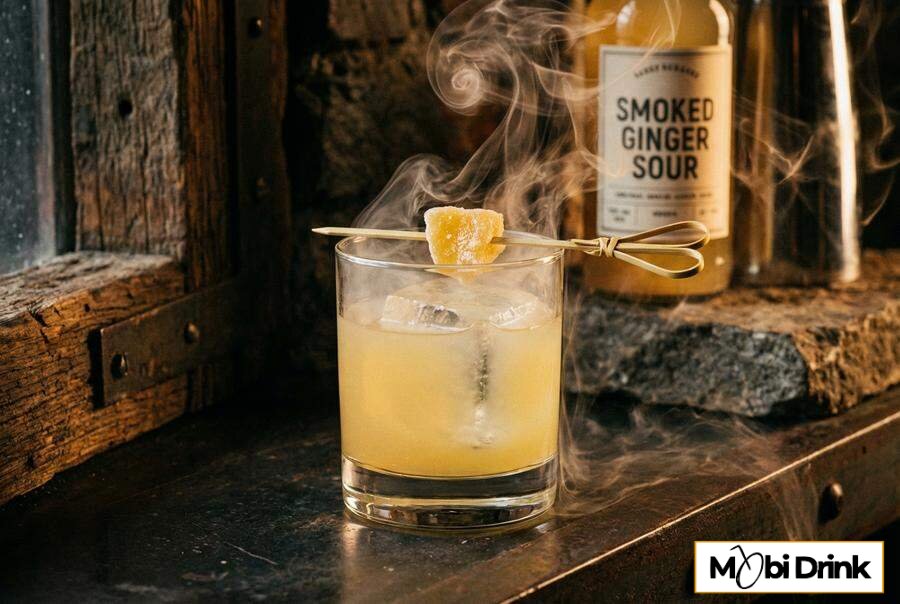 Dymny drink Penicillin z kandyzowanym imbirem