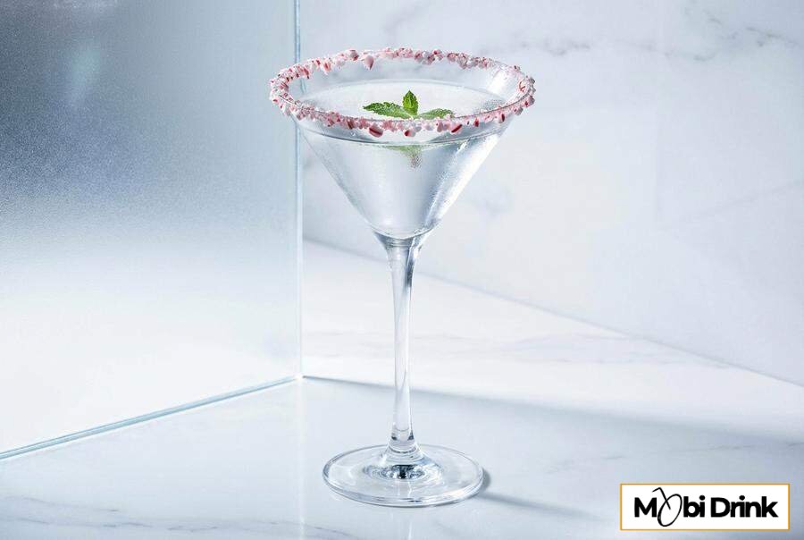 Przeźroczyste martini miętowe z cukrowym brzegiem