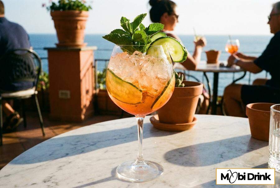 Orzeźwiający Pimm's Spritz w kieliszku do wina