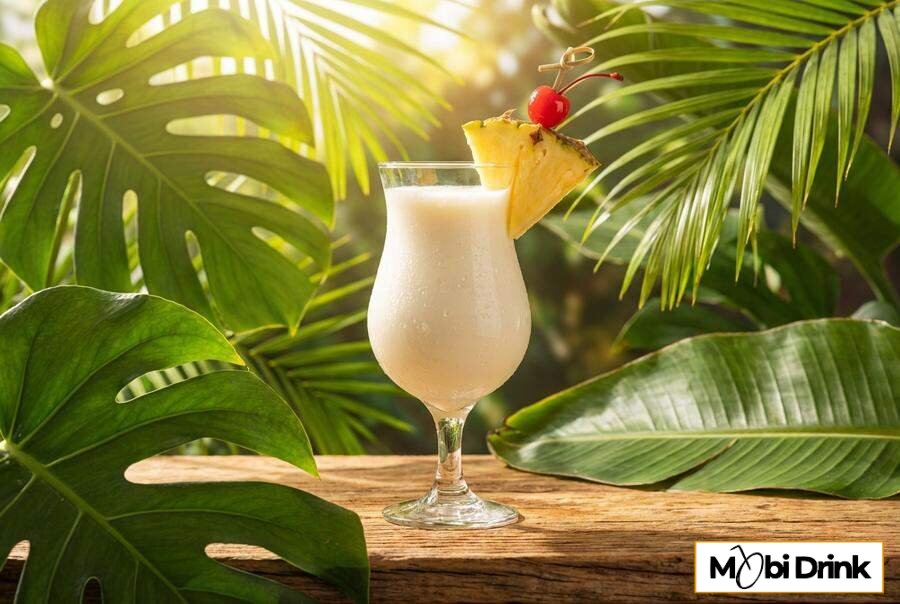 Kremowa Pina Colada z ananasem i wisienką