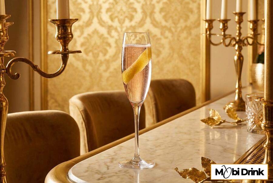 Szampański drink Pink French 75 z różowym ginem