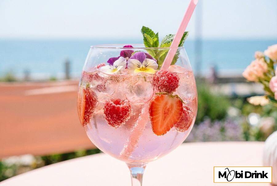 Różowy Pink Gin Spritz z owocami