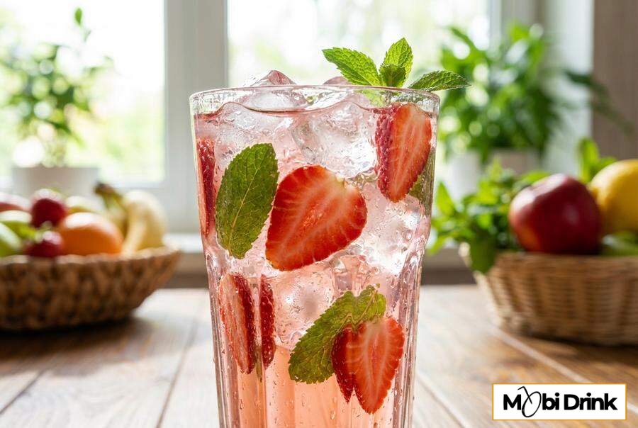 Orzeźwiający drink pink gin z tonikiem i truskawkami