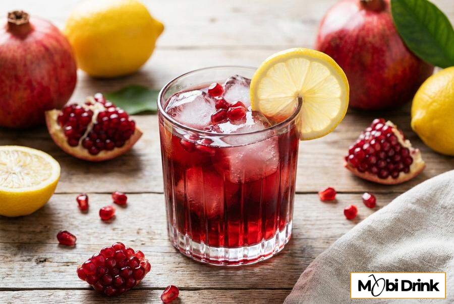 Czerwony drink Pomegranate Raki z owocami granatu