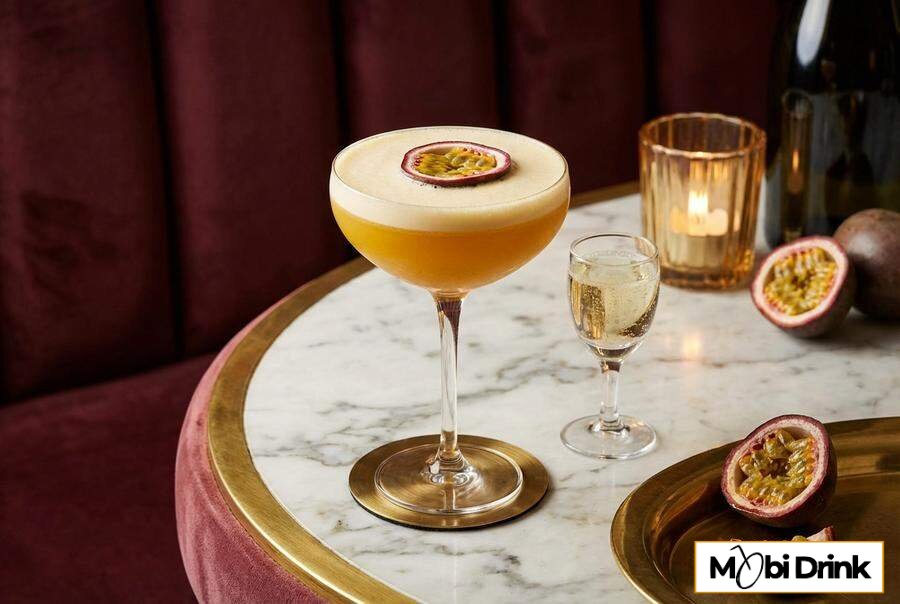Pornstar Martini z marakują i kieliszkiem prosecco