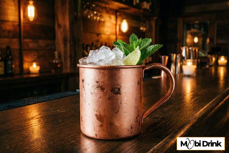 Orzeźwiający drink Raki Mule w miedzianym kubku