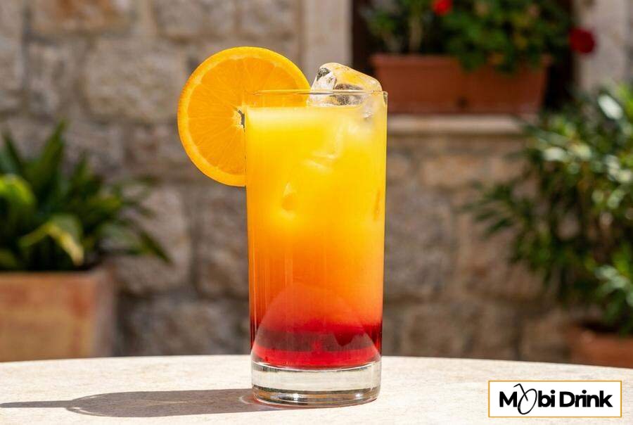 Warstwowy drink Rakija Sunrise z pomarańczą