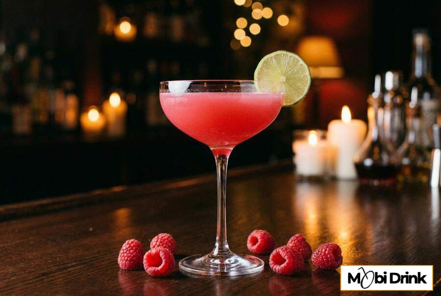 Różowe Raspberry Daiquiri w kieliszku coupe