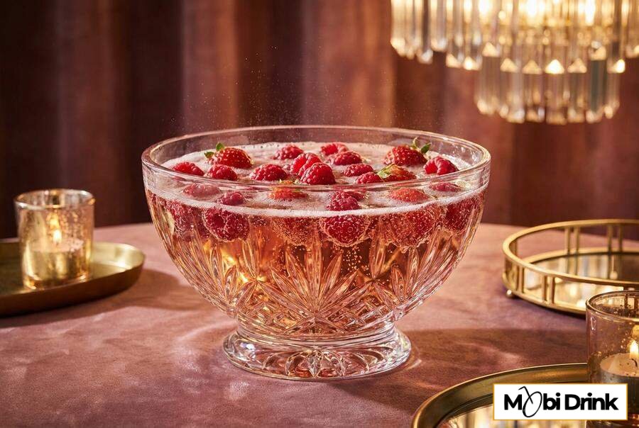 Różowy poncz z prosecco i malinami