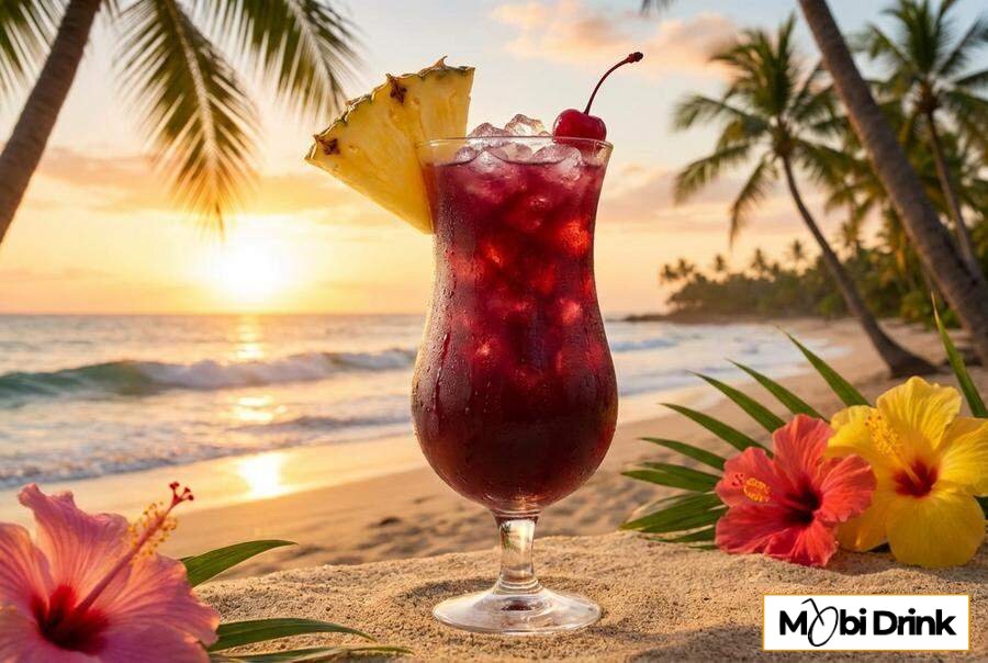 Owocowy drink Rum Runner w szklance hurricane