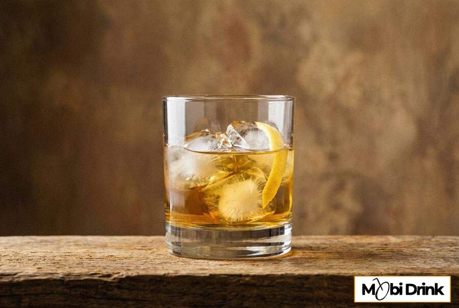 Mocny drink Rusty Nail z twistem cytrynowym