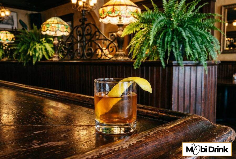 Klasyczny drink Sazerac w niskiej szklance
