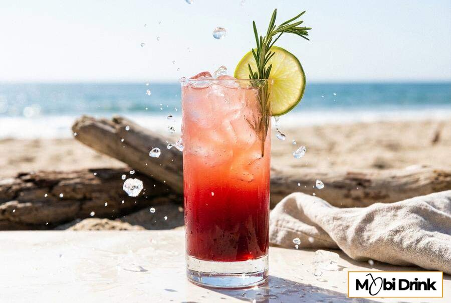 Warstwowy letni drink Sea Breeze z sokiem żurawinowym