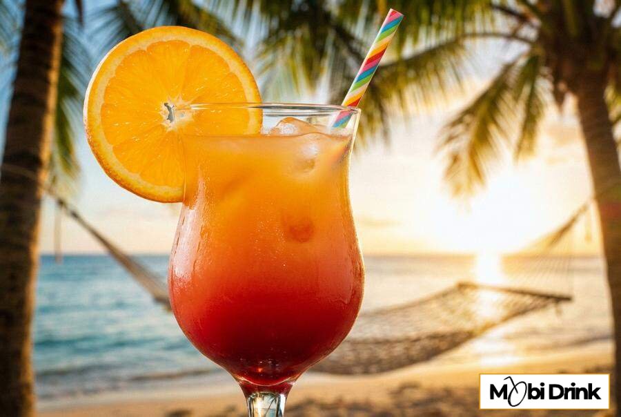 Warstwowy drink sex on the beach z pomarańczą