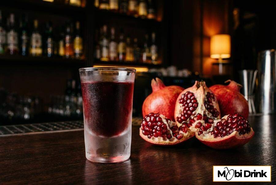 Zimny shot z wódki o smaku granatu