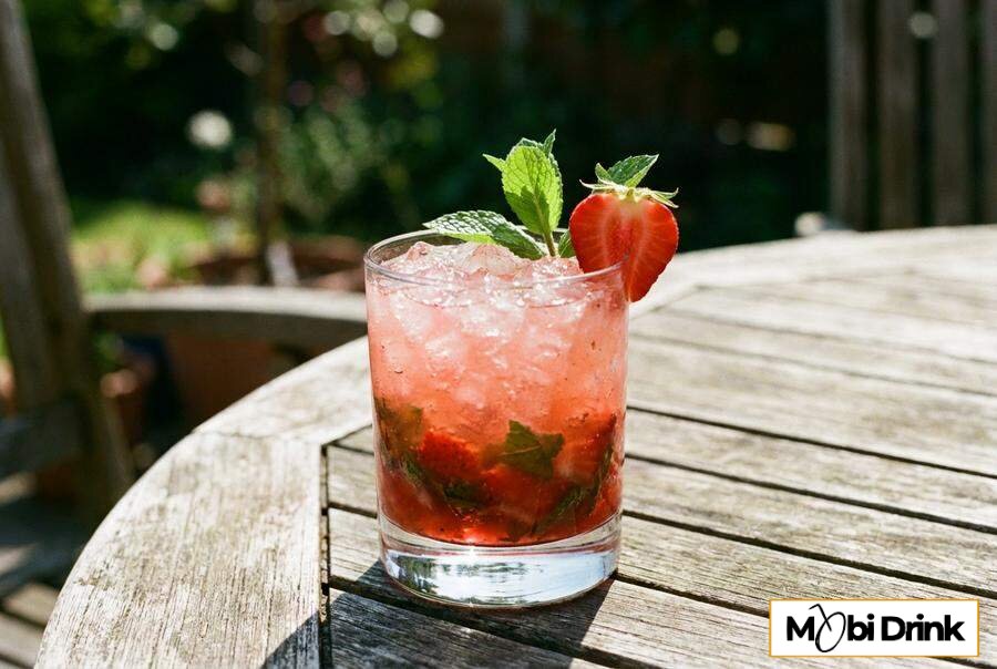 Strawberry Gin Smash z kruszonym lodem