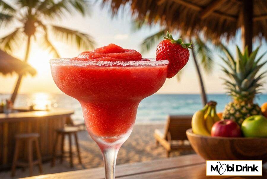 Mrożone truskawkowe daiquiri w kieliszku