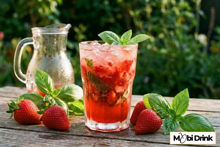 Truskawkowy drink z ginem i bazylią