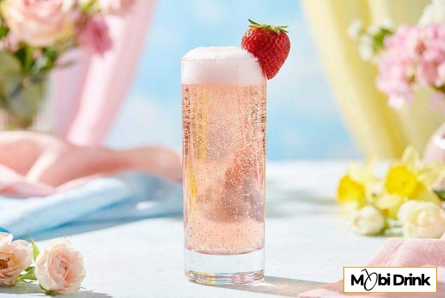 Orzeźwiający Truskawkowy Gin Fizz w wysokiej szklance