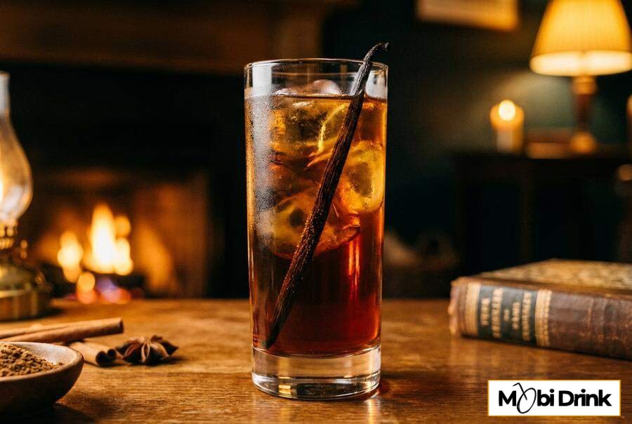 Waniliowa whisky z colą w wysokiej szklance