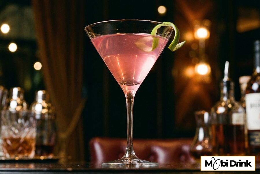 Różowy drink Virgin Cosmopolitan w kieliszku martini