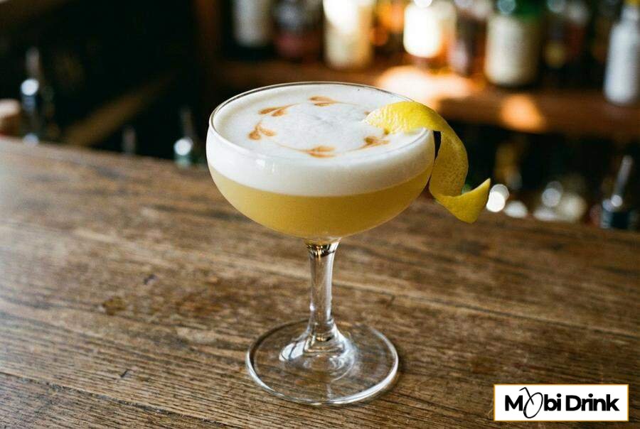 Drink vodka sour z pianką i cytryną
