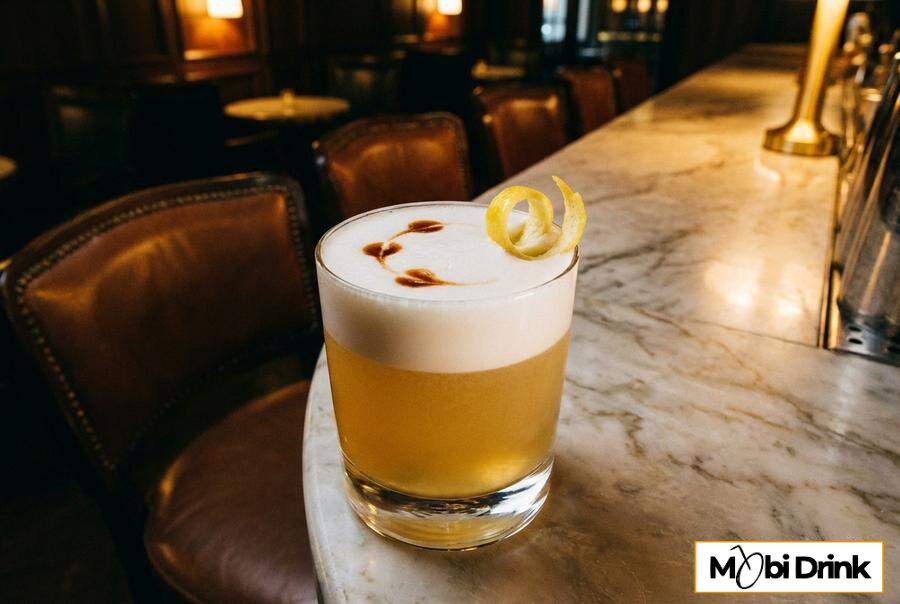 Klasyczny Whisky Sour z pianką i cytryną