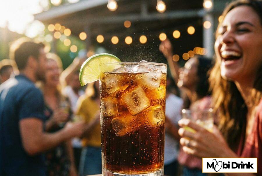 Prosty drink whisky z colą i limonką