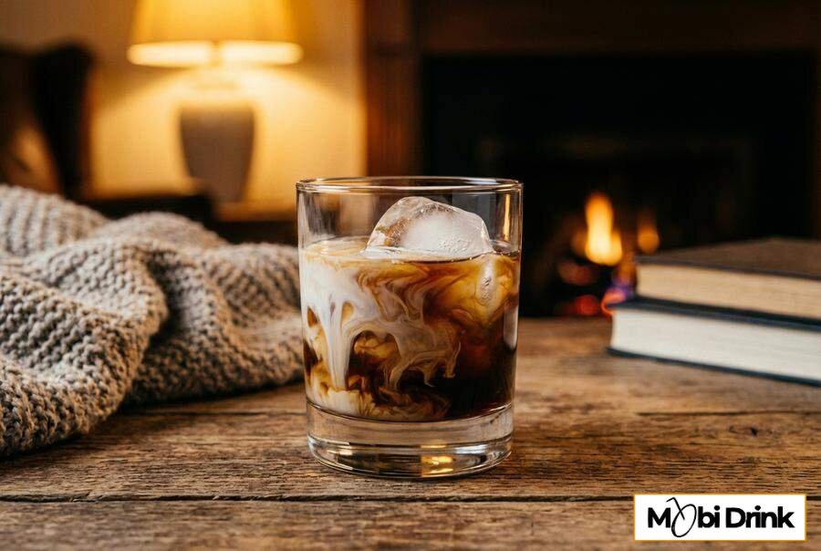 Kremowy drink White Russian w szklance