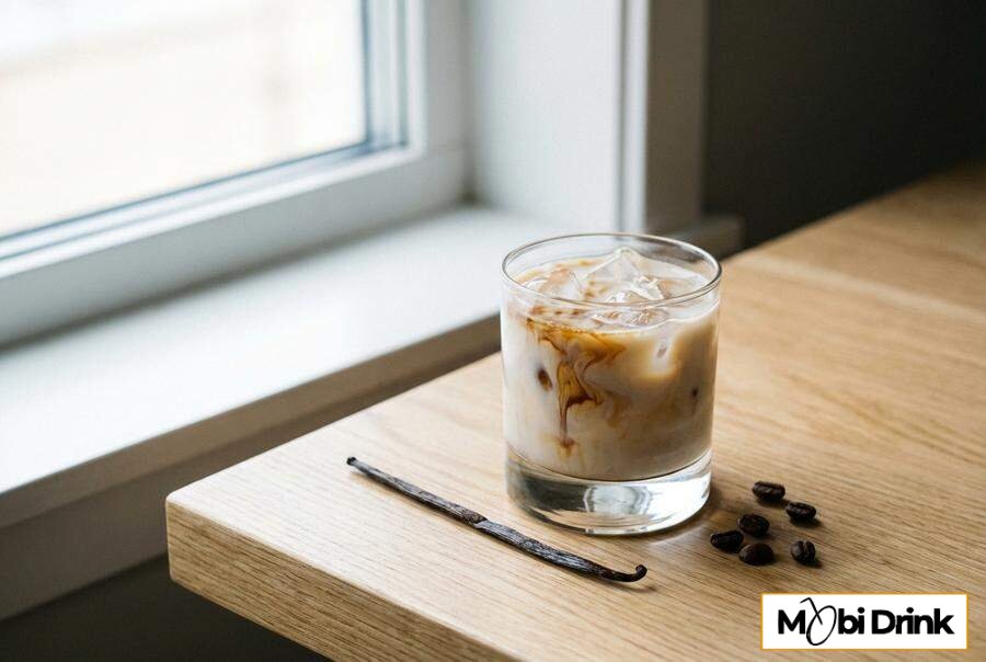 Drink Baileys White Russian w szklance z lodem