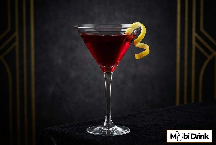Eleganckie wiśniowe martini w kieliszku