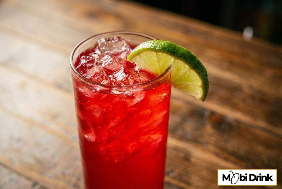 Czerwony drink Woo Woo z sokiem żurawinowym