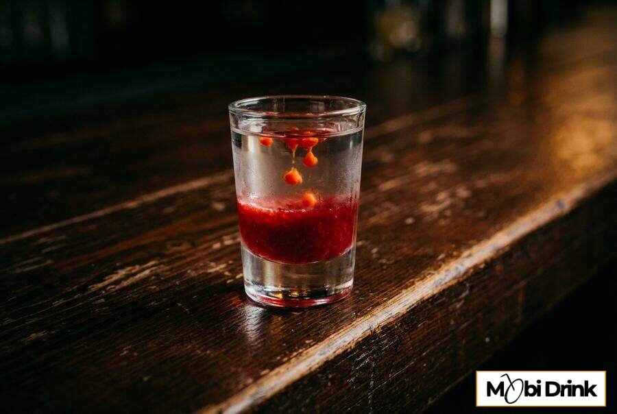 Warstwowy drink z syropem i spirytusem