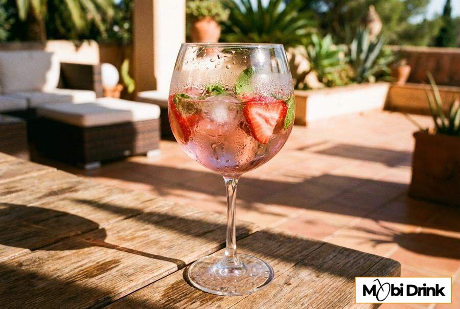Letni Żubrówka Rose Spritz z truskawkami