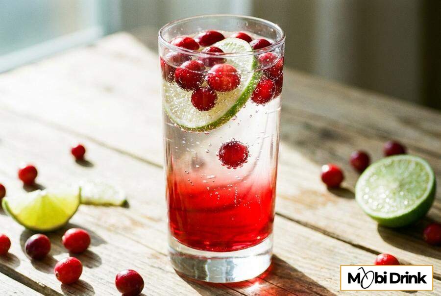 Dwukolorowy drink żurawinowy z limonką
